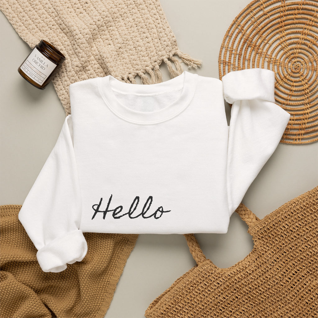 Crewneck Sweatshirt – "Hello Pumpkin" Script Fall Sweatshirt