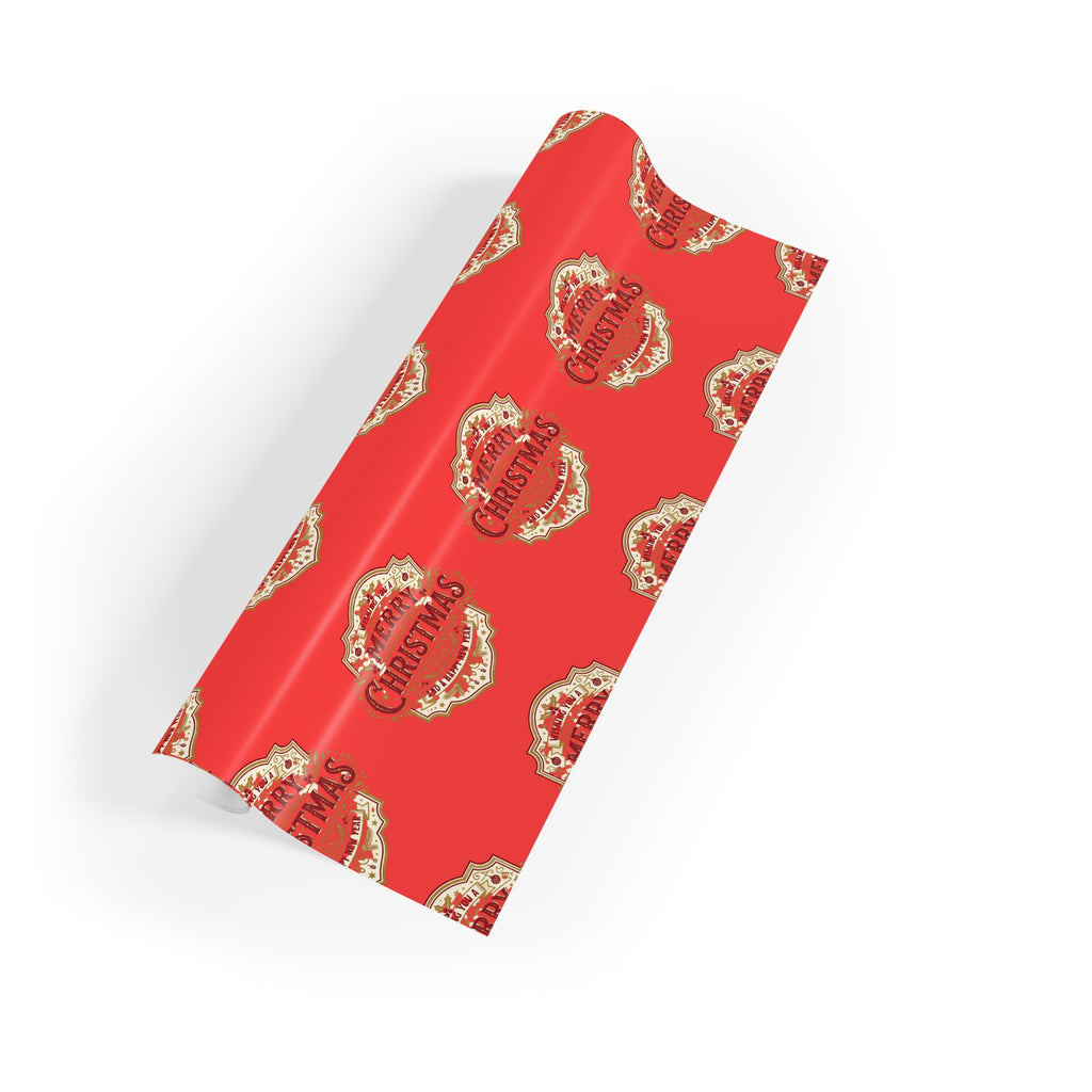 Christmas Gift Wrap Roll — Red 'Merry Christmas' Pattern