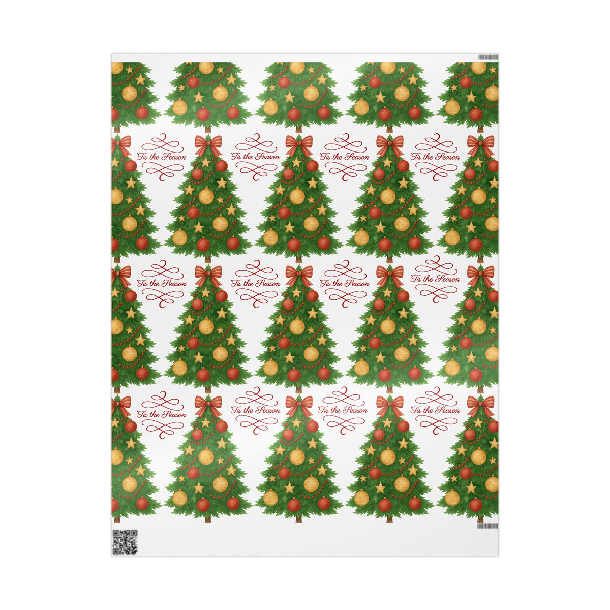 Christmas Tree Wrapping Paper – Festive Holiday Gift Wrap with 'Tis the Season' Design