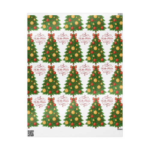 Christmas Tree Wrapping Paper – Festive Holiday Gift Wrap with 'Tis the Season' Design