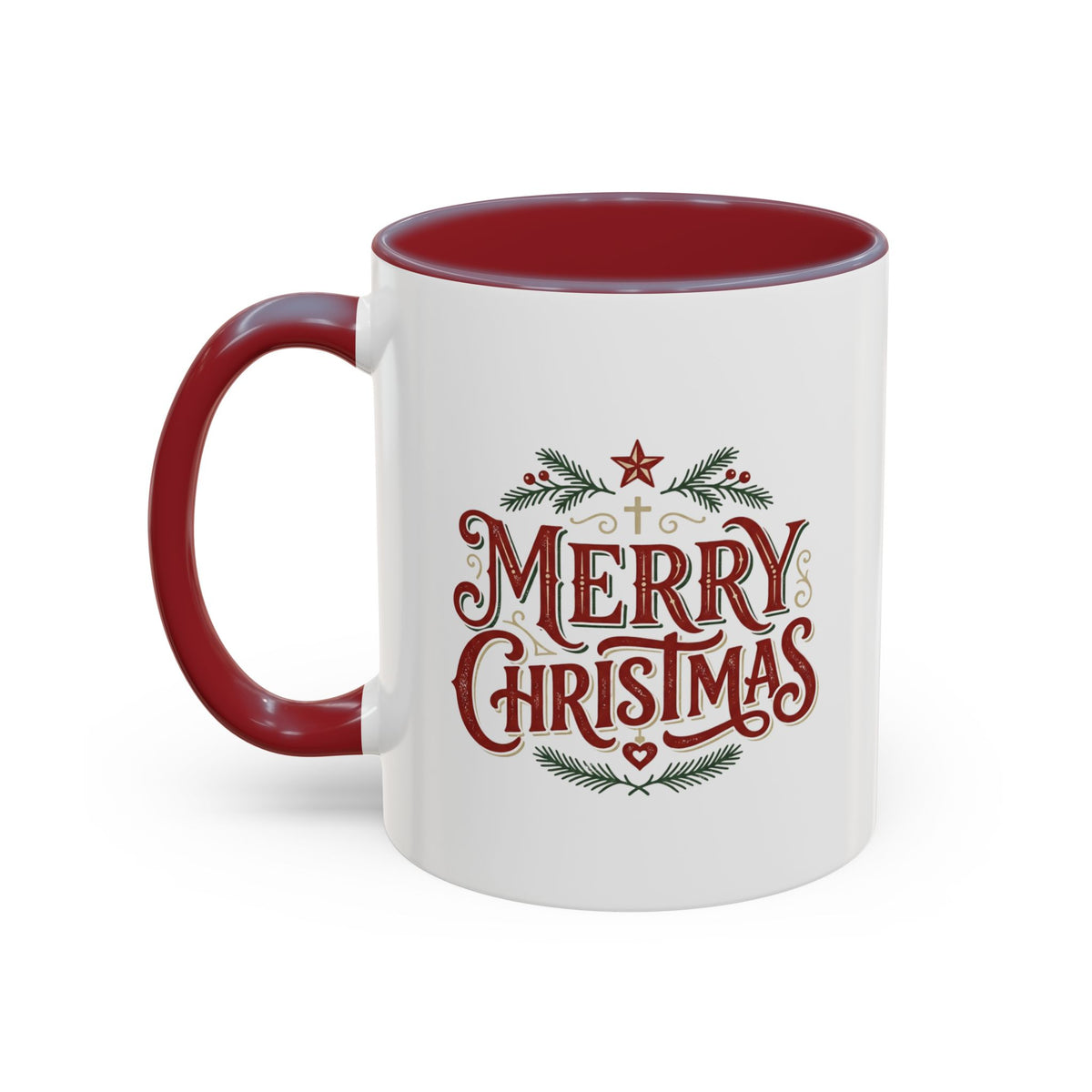 Merry Christmas Accent Coffee Mug (11/15oz) — Festive Holiday Tea & Coffee Cup