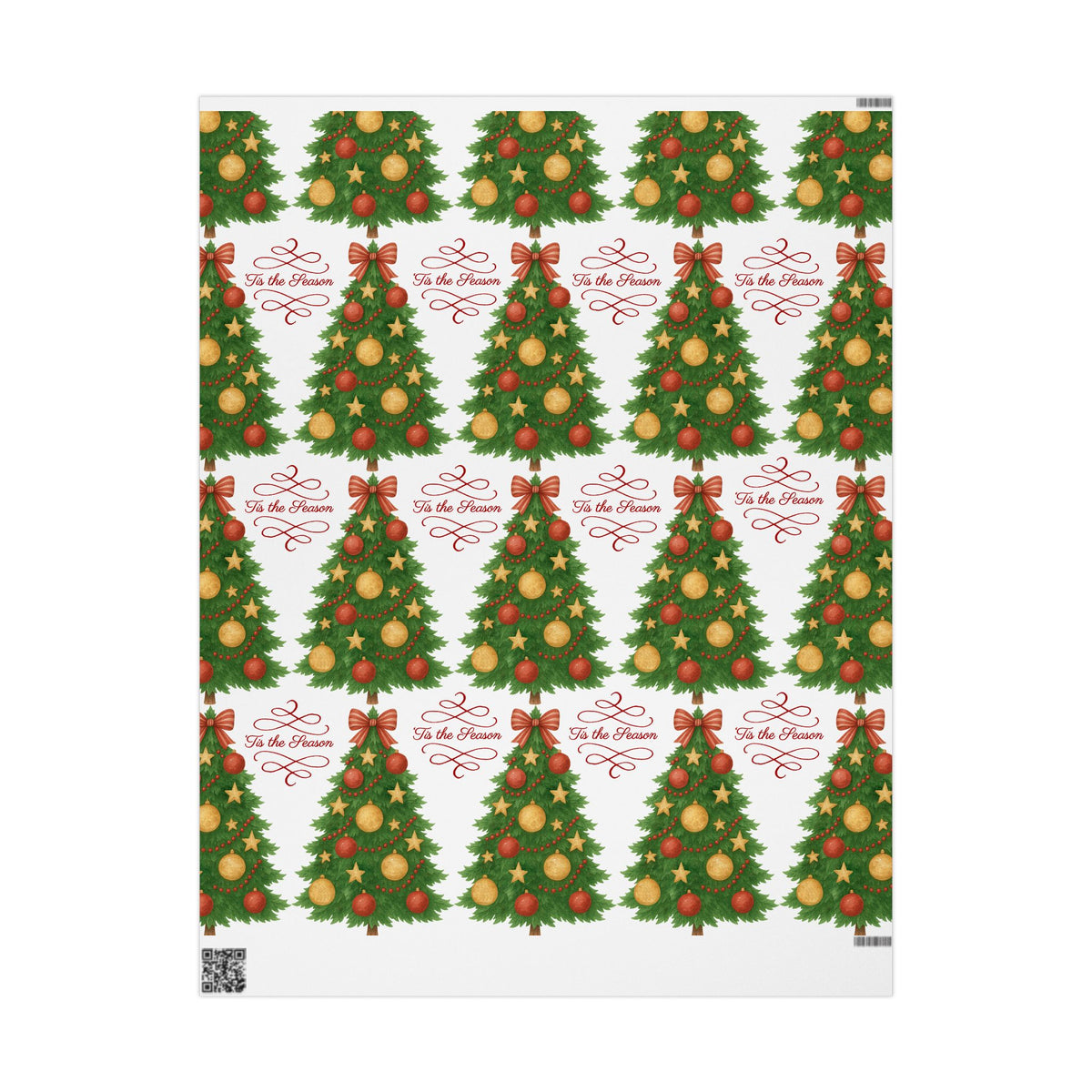 Christmas Tree Wrapping Paper – Festive Holiday Gift Wrap with 'Tis the Season' Design