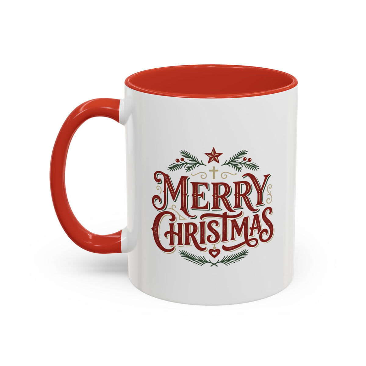 Merry Christmas Accent Coffee Mug (11/15oz) — Festive Holiday Tea & Coffee Cup