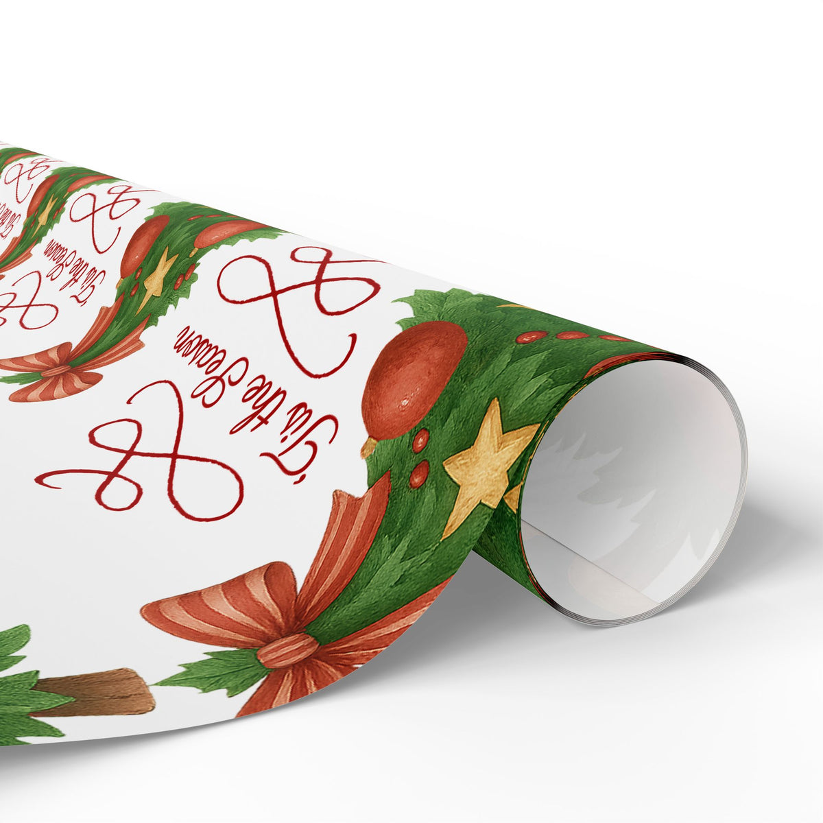 Christmas Tree Wrapping Paper – Festive Holiday Gift Wrap with 'Tis the Season' Design
