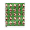 Santa Pattern Wrapping Paper — Retro Green Christmas Gift Wrap