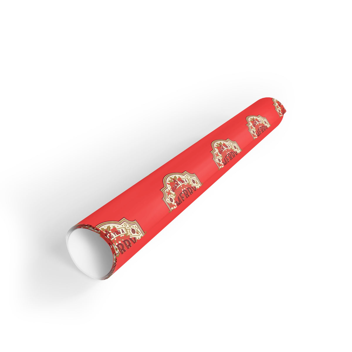 Christmas Gift Wrap Roll — Red 'Merry Christmas' Pattern