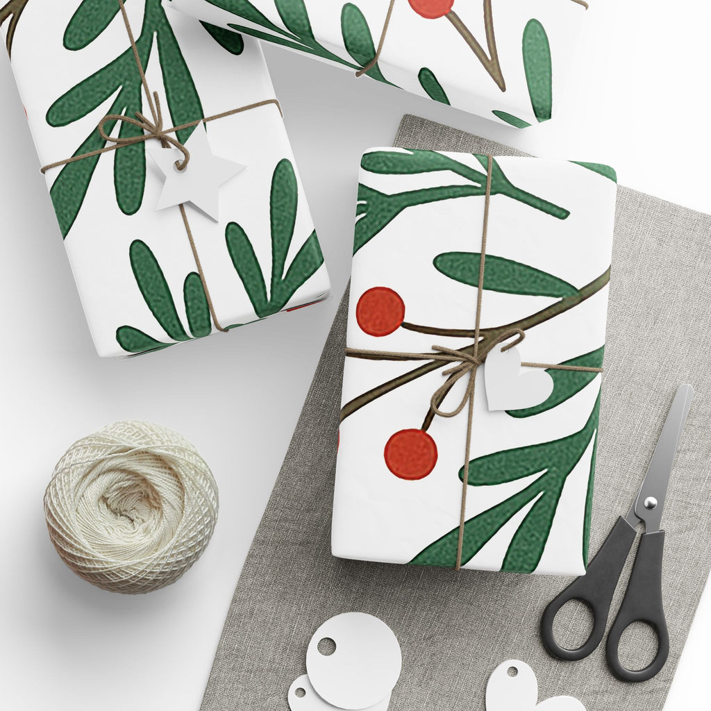 Holiday Berry Wrapping Paper — Festive Greenery Gift Wrap (Christmas)