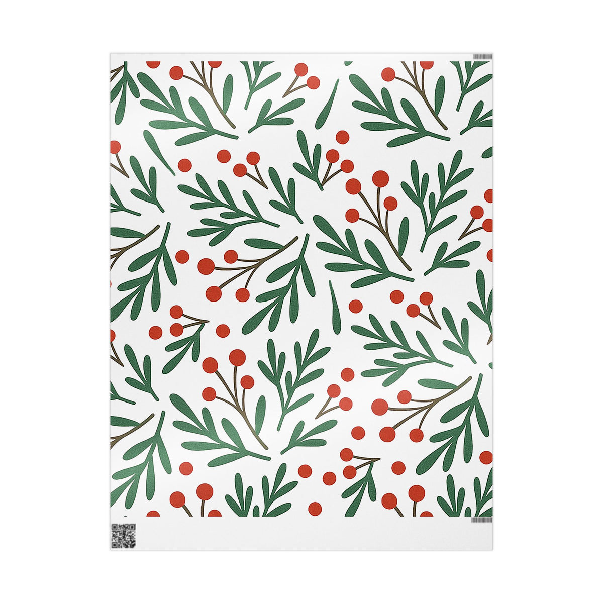 Holiday Berry Wrapping Paper — Festive Greenery Gift Wrap (Christmas)