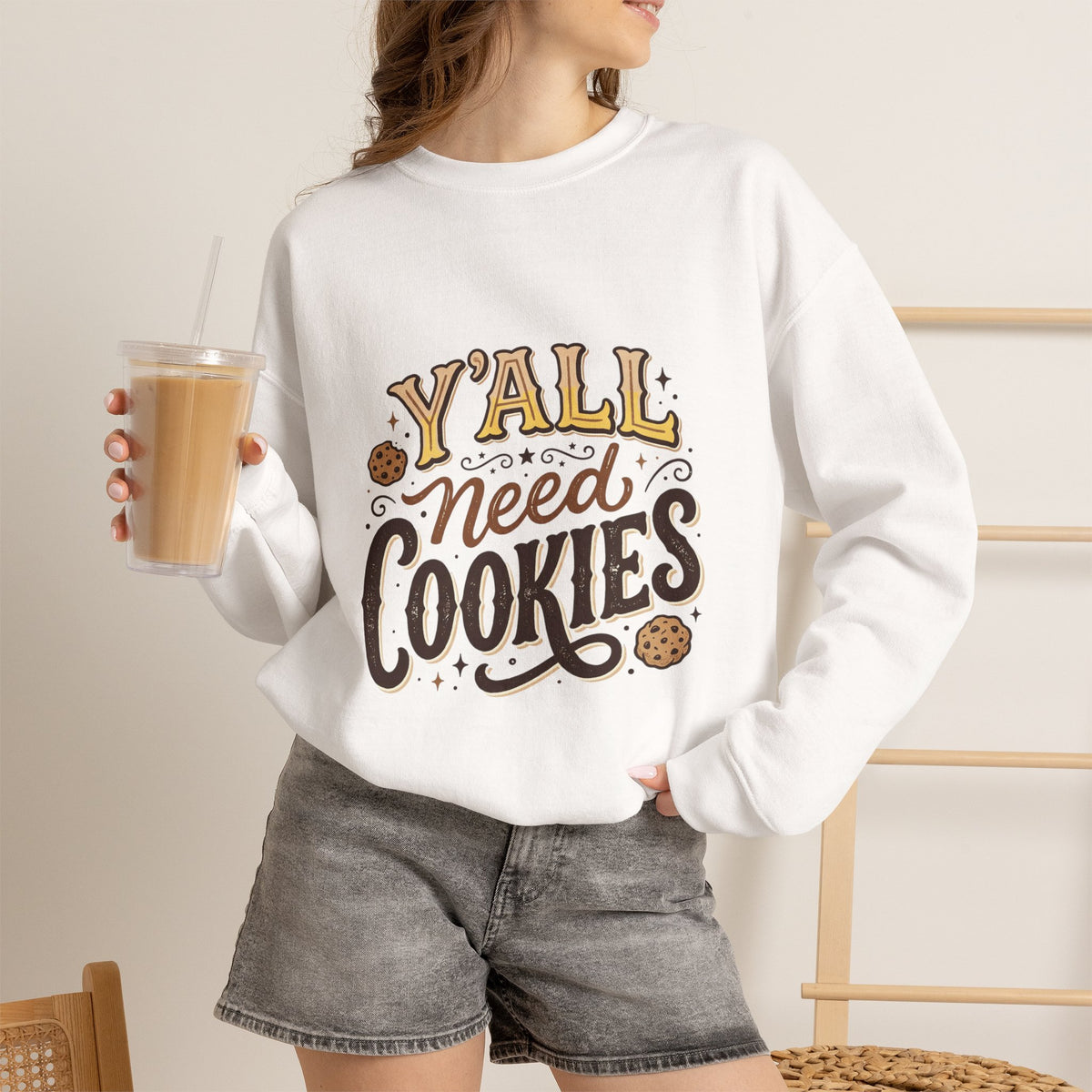 Sweatshirt - "Y'all Need Cookies" Graphic Crewneck